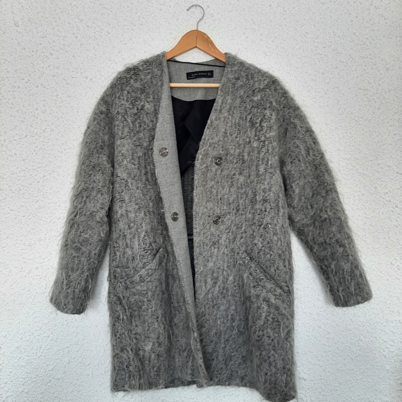 ZARA Grey Oversized Coat | Small | Wool/ Alpaca/ Mohair blend - Picture 5 of 12